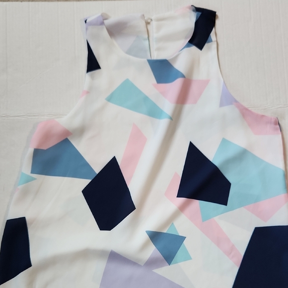 Dresses & Skirts - Sleeveless Geometric Design Lined Polyester Swing Dress - Medium